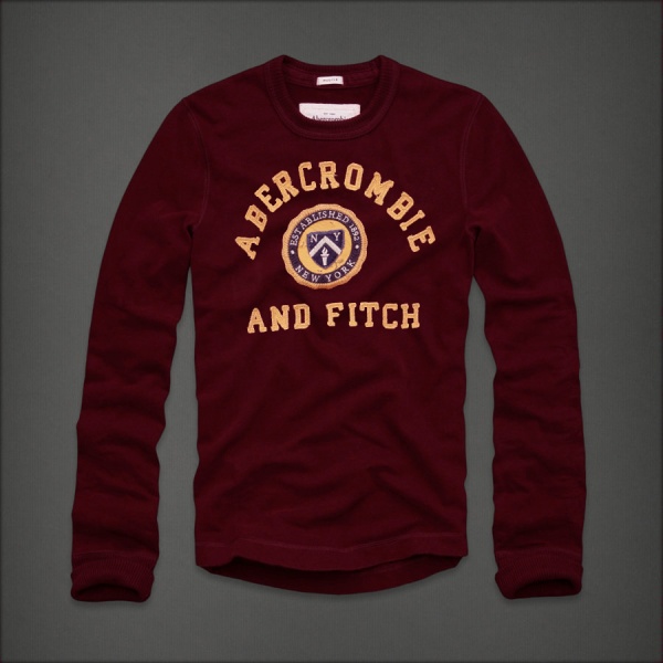 Abercrombie Fitch Hombres De Cuello Redondo Largo Remera AF5895